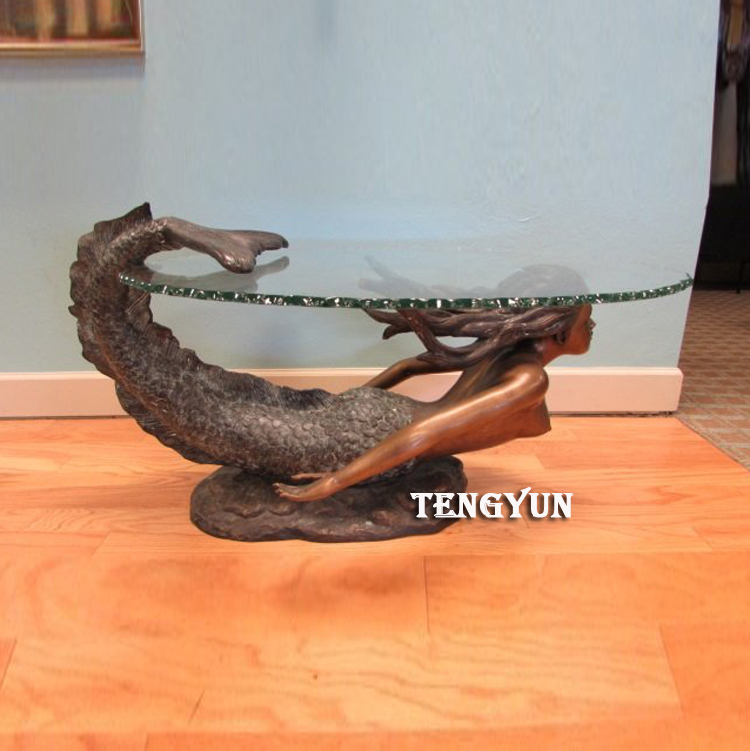 bronze mermaid statue coffee table (5)