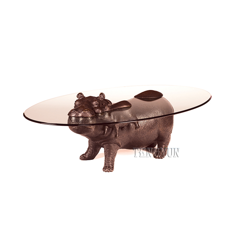 bronze sculpture hippo coffee table (1)
