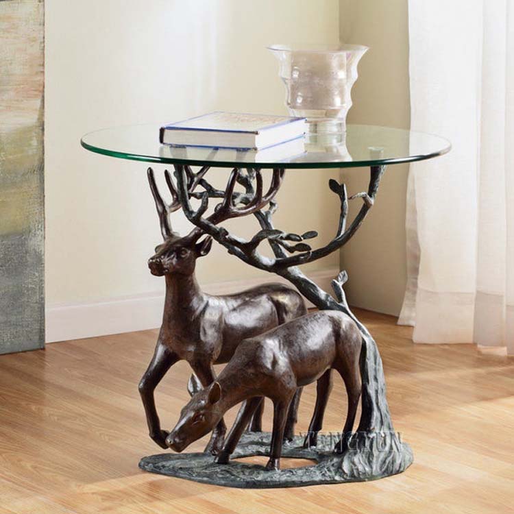 bronze three deer sculpture table