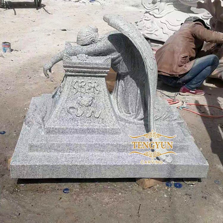granite cemetery weeping angel statue (9)