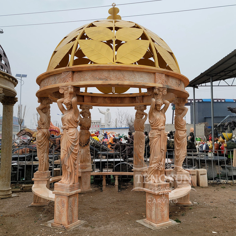 hand carved outdoor life size marble round gazebo