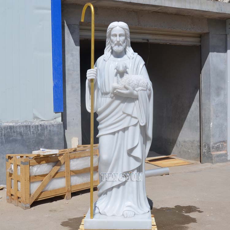 marble Jesus statue with goats (3)
