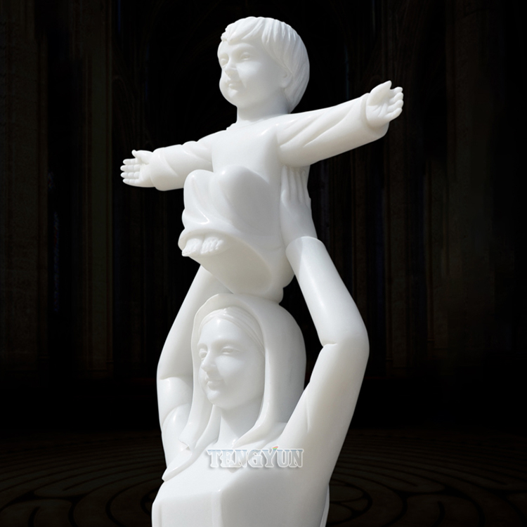 marble Virgin Mary statue with baby statue (3)