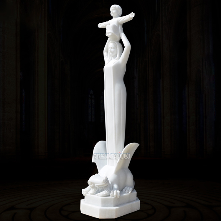 marble Virgin Mary statue with baby statue (4)