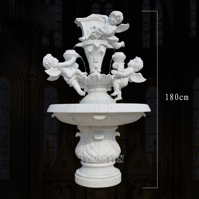 marble angel statue water fountain (2)
