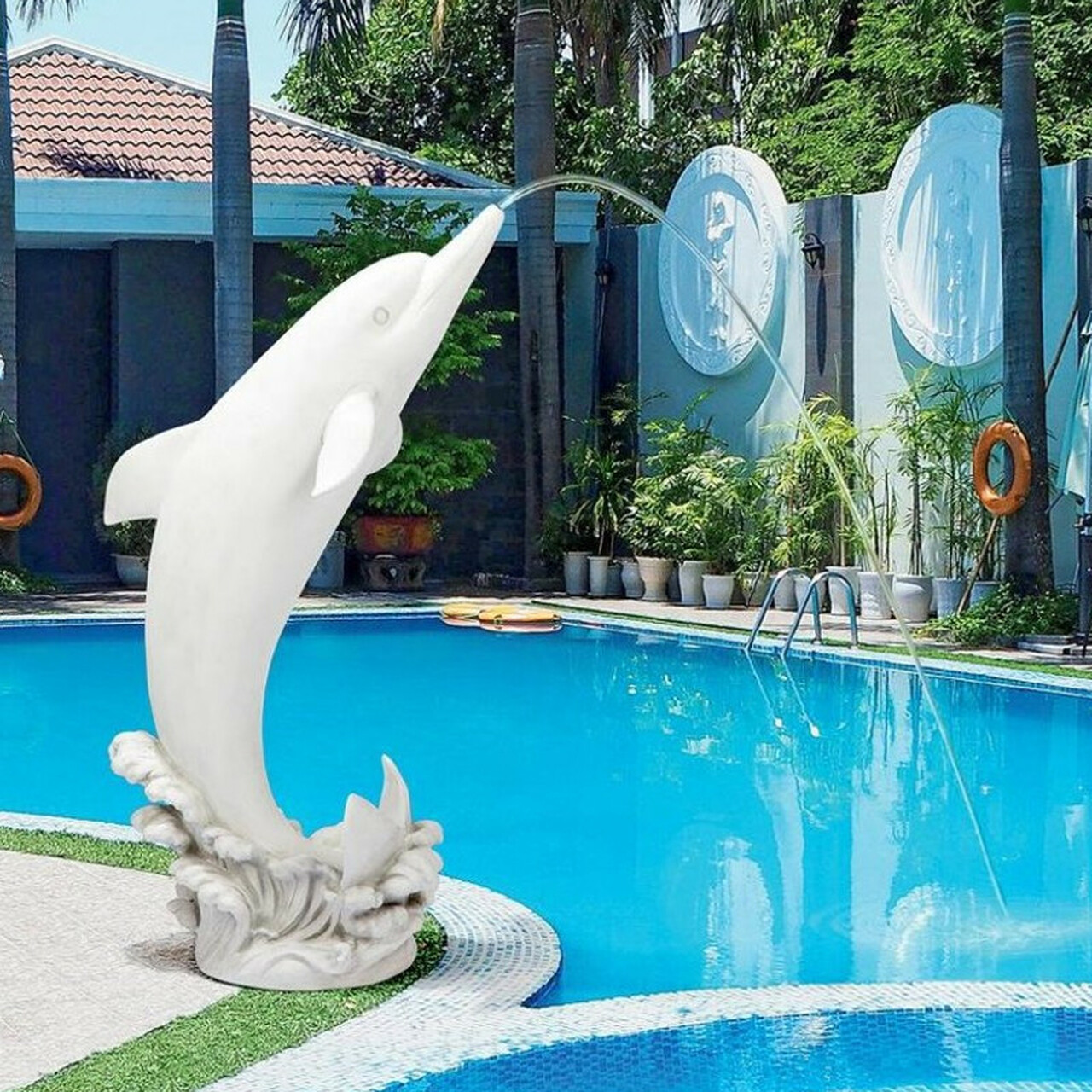 marble dolphin fountain