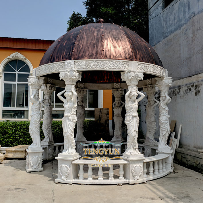 marble gazebo statue with lady statues