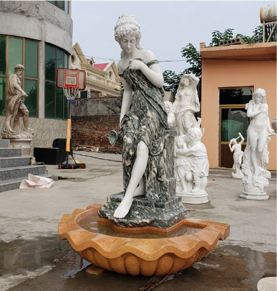 marble lady statue water fountain (1)