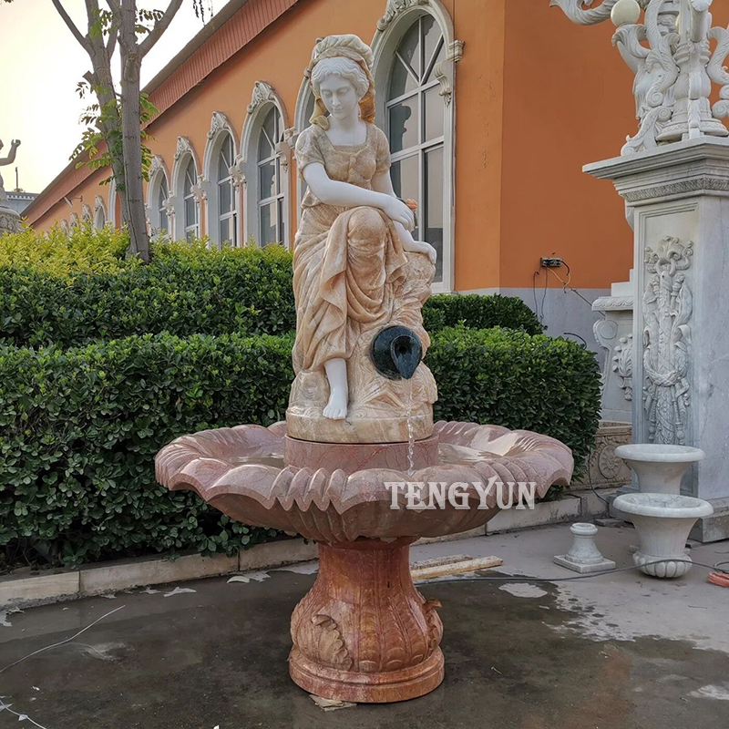 marble lady statue water fountain