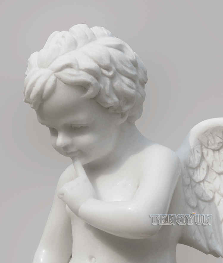 marble little angel statues sitting cherub sculptures (1)