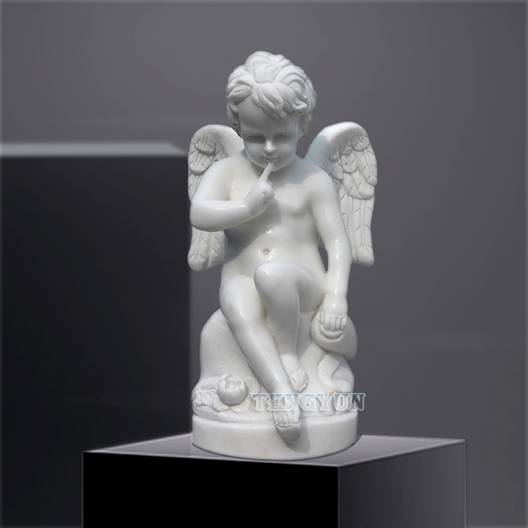 marble little angel statues sitting cherub sculptures (1)