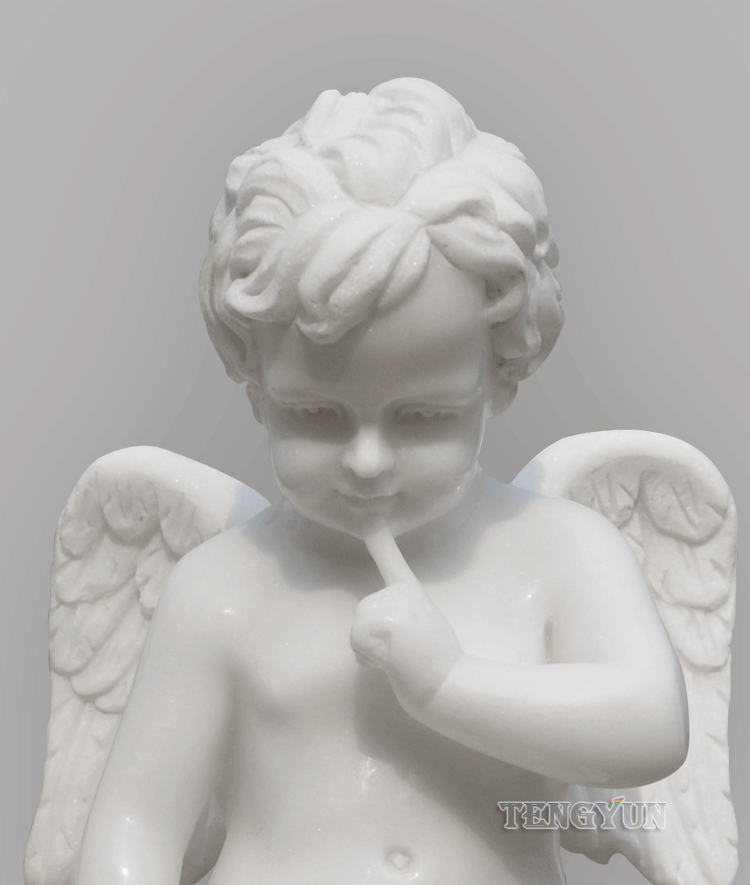 marble little angel statues sitting cherub sculptures (2)