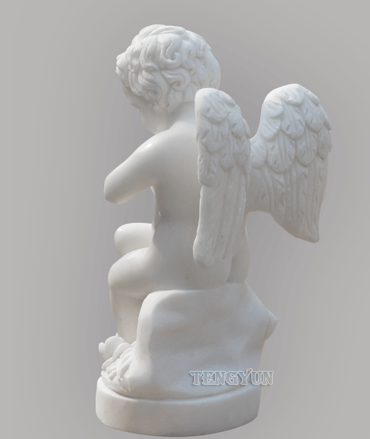 marble little angel statues sitting cherub sculptures (3)
