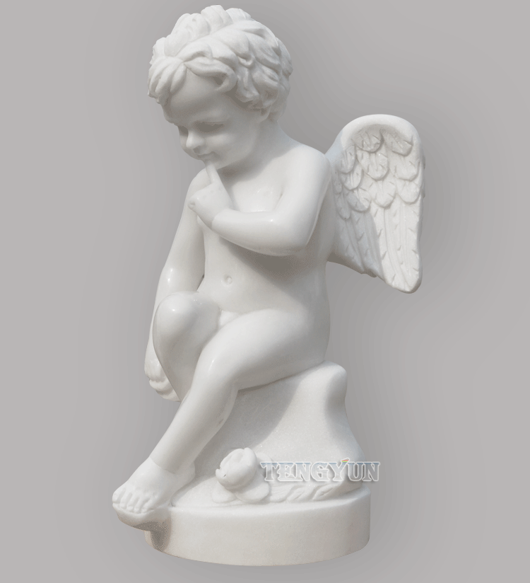 marble little angel statues sitting cherub sculptures (4)