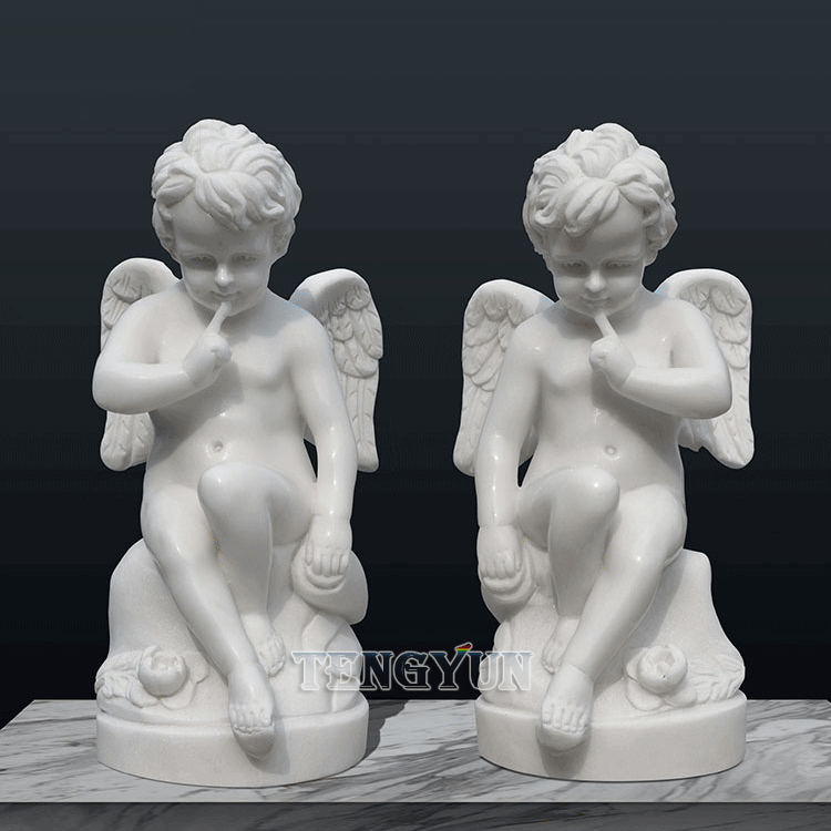 marble little angel statues sitting cherub sculptures (5)