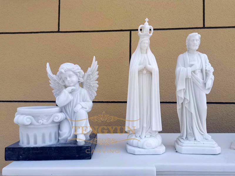 marble small size Jesus and Mary statue