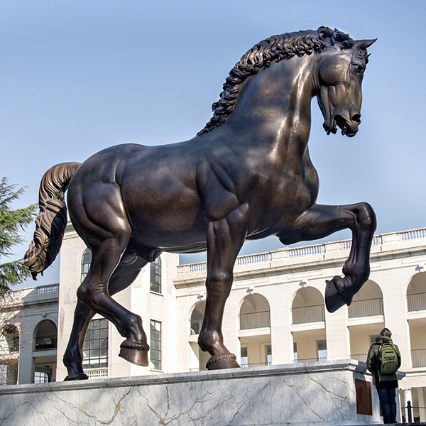 MILAN, ITALY-FEBRUARY 15, 2019: Leonardo's Horse (aka Gran Cavallo) the largest equestrian statue in the world by Leonardo da Vinci and Nina Akamu