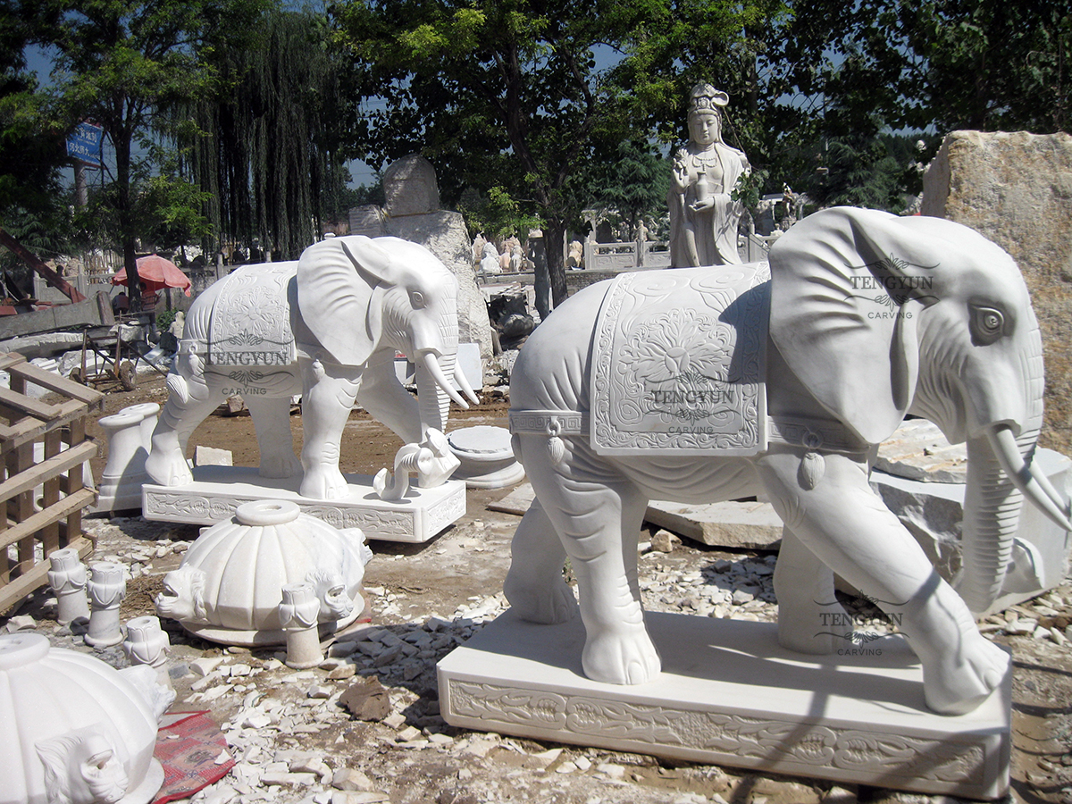 natural stone elephant statue