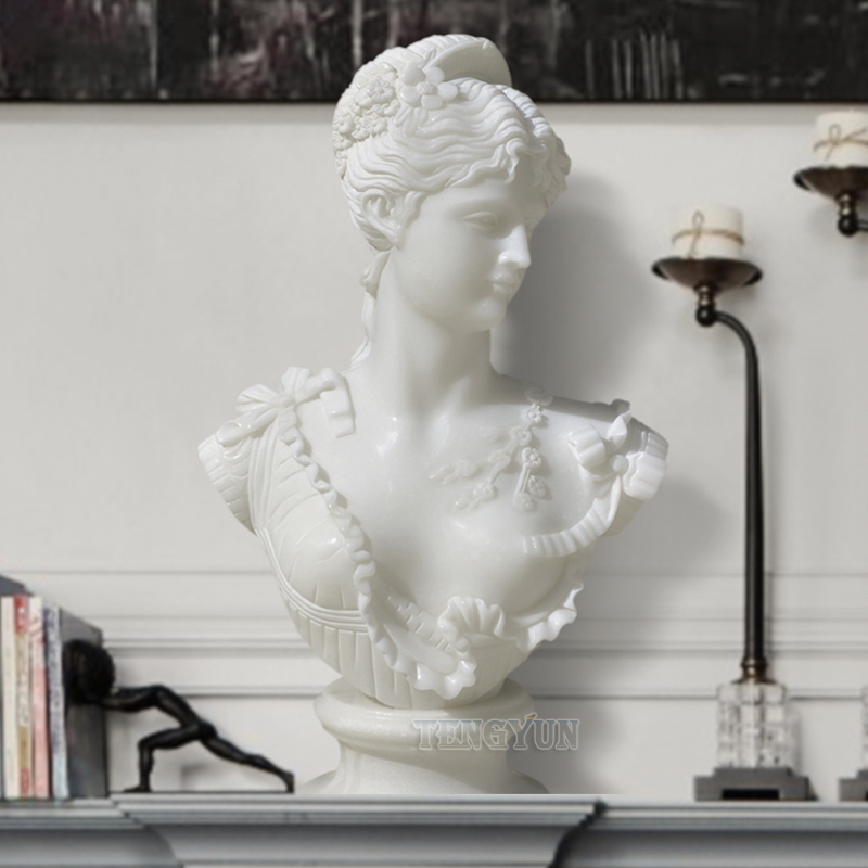 natural white marble bust femal bust head statue (3)