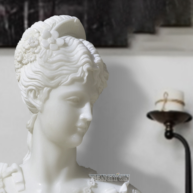 natural white marble bust femal bust head statue (4)