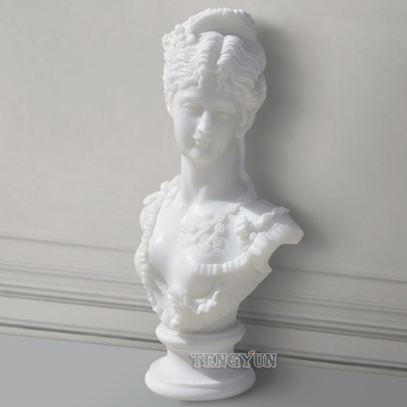 natural white marble bust femal bust head statue (5)