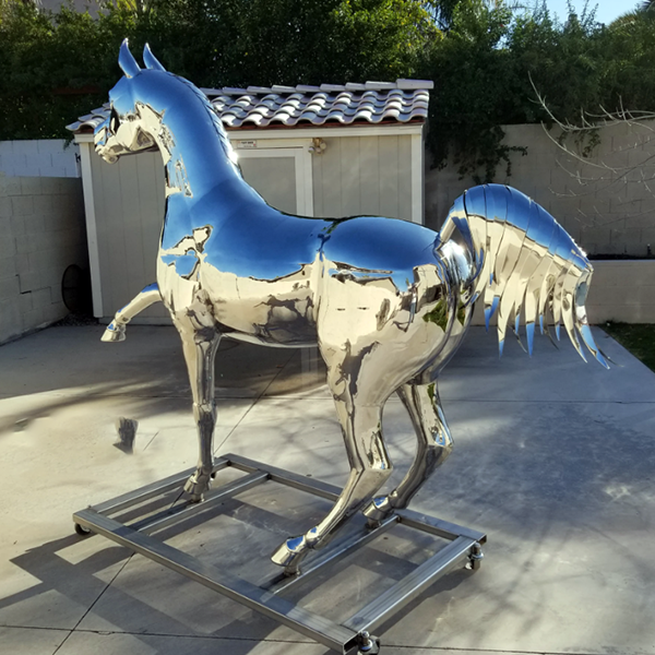stainless steel garden horse sculpture