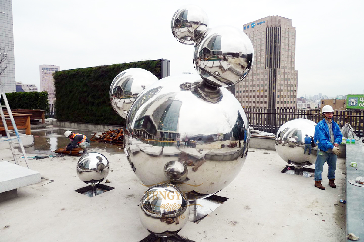 stainless steel sphere statue