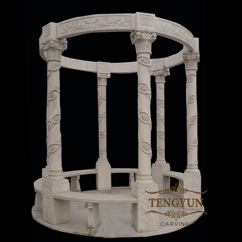 white marble gazebo with greek columns
