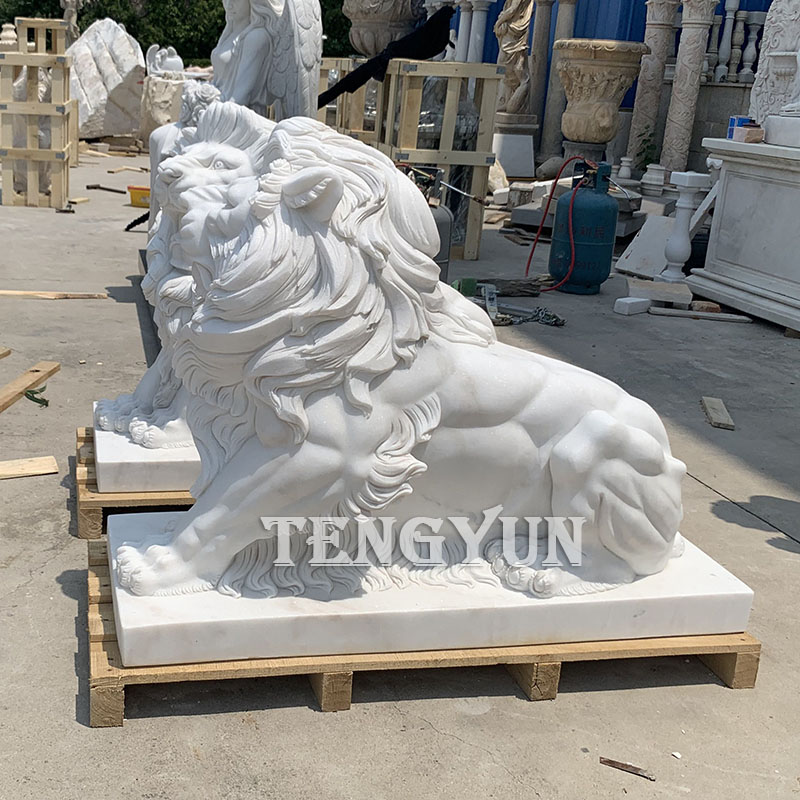 white marble lion sculptures (3)