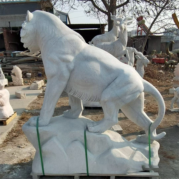 white marble tiger carving