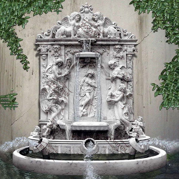 white marble wall fountain
